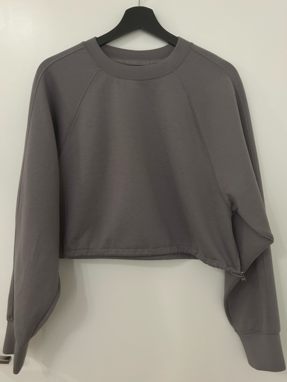 Abercrombie & Fitch YPB neoKNIT Cropped Sweatshirt Drawstring Hem Gray Medium